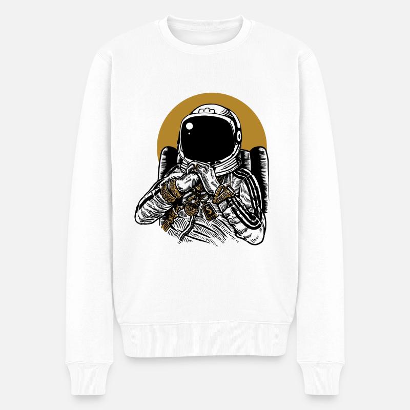 Space Dee Jay - Männer Premium Bio Pullover - Weiß
