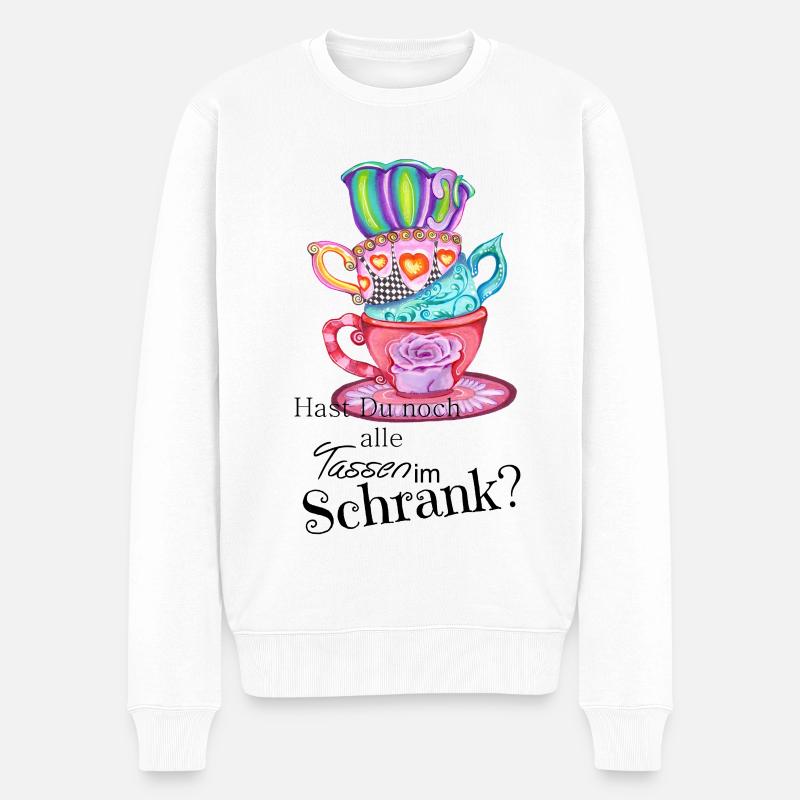 Crazy Tassen - Männer Premium Bio Pullover - Weiß