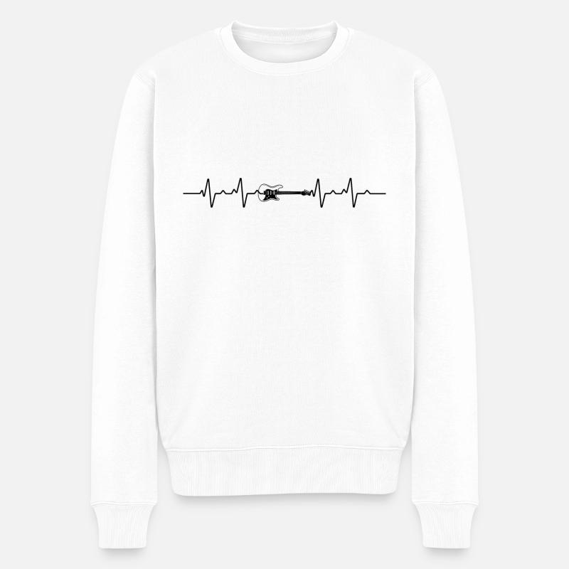 Gitarre Herzschlag Gitarre Geschenk - Männer Premium Bio Pullover - Weiß