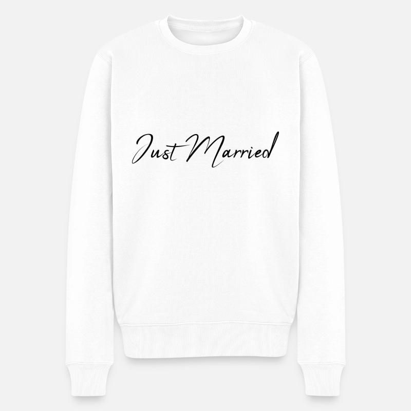 JUST MARRIED. EVJF. SAINT VALENTIN. COUPLE. LOVE - Pull Premium bio Homme - blanc