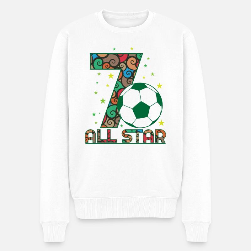 7. Geburtstag Fussball All Star 7 Jahre - Männer Premium Bio Pullover - Weiß