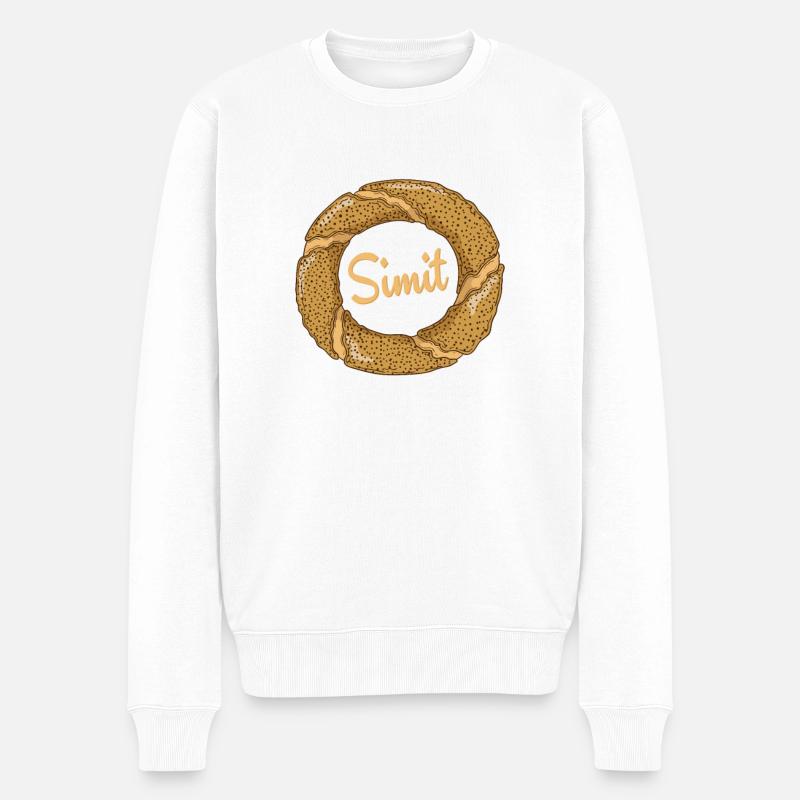 Simit (türkischer Sesamring) - Männer Premium Bio Pullover - Weiß