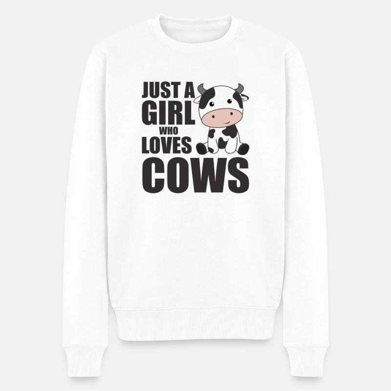 Juste une fille qui aime cows vache veau - Pull Premium bio Homme - blanc