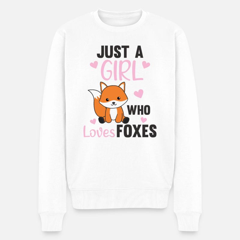Nur ein Mädchen das Füchse liebt Fuchs - Männer Premium Bio Pullover - Weiß