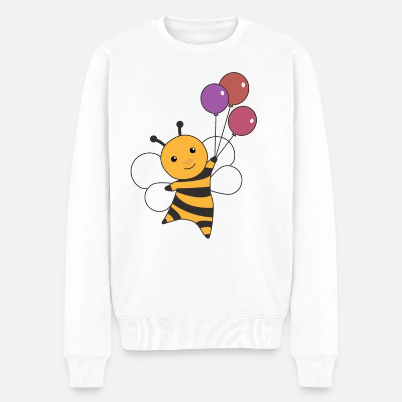 Biene sumsi Luftballons lustige Tiere Honigbiene - Männer Premium Bio Pullover - Weiß