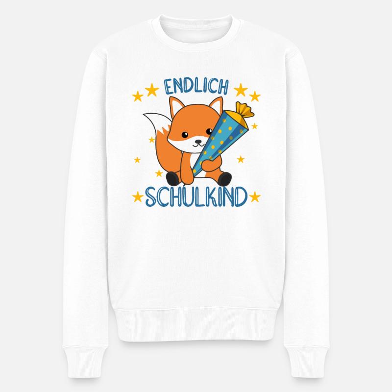 Kindergarten Fuchs Schule Kinder Schultüte süß - Männer Premium Bio Pullover - Weiß