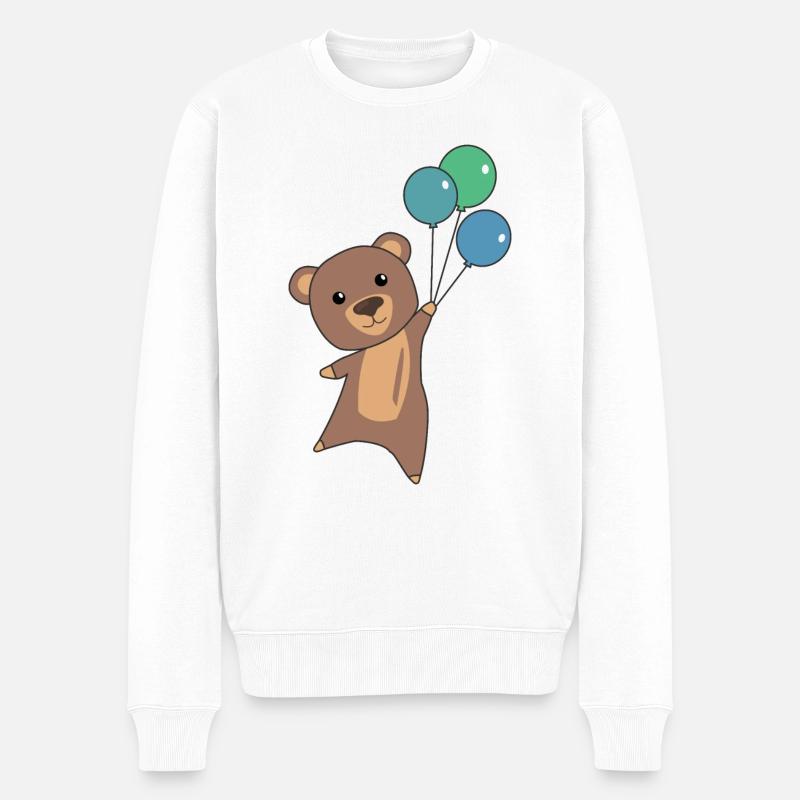 L’ours vole avec des ballons - Pull Premium bio Homme - blanc