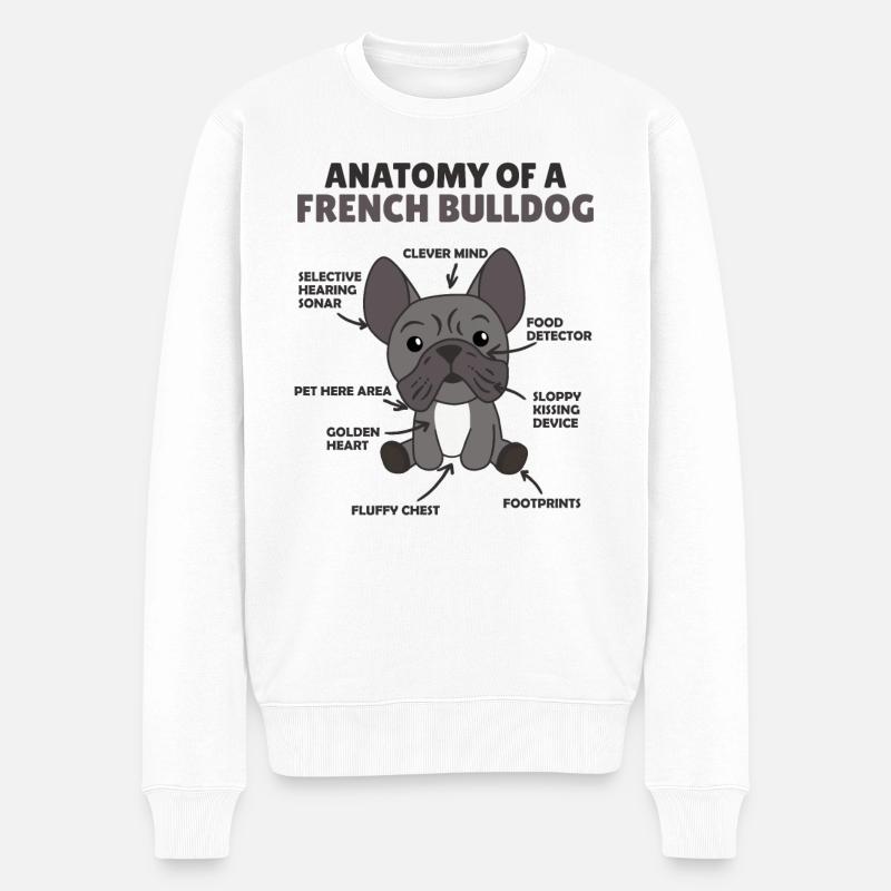 Anatomie eines French Bulldog Hunde lustiger Welpe - Männer Premium Bio Pullover - Weiß