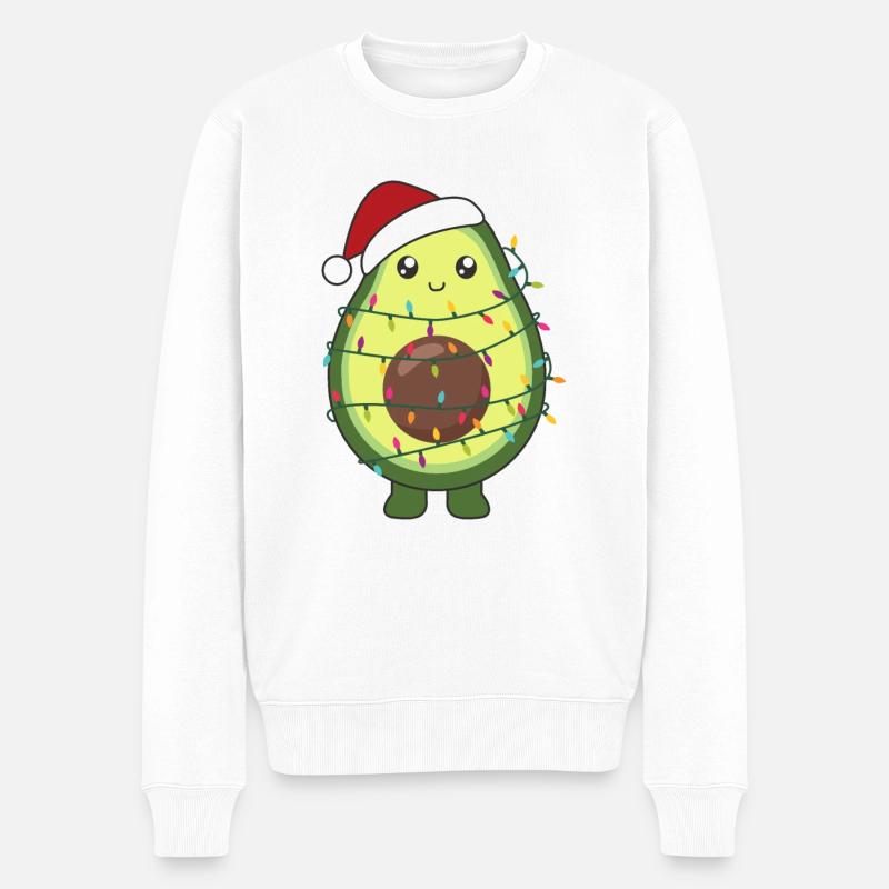 Avocado Weihnachten Lichter lustige Avocados - Männer Premium Bio Pullover - Weiß