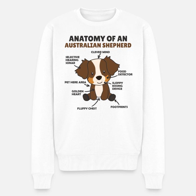 Anatomie eines Australian Shepherd süße Hunde - Männer Premium Bio Pullover - Weiß