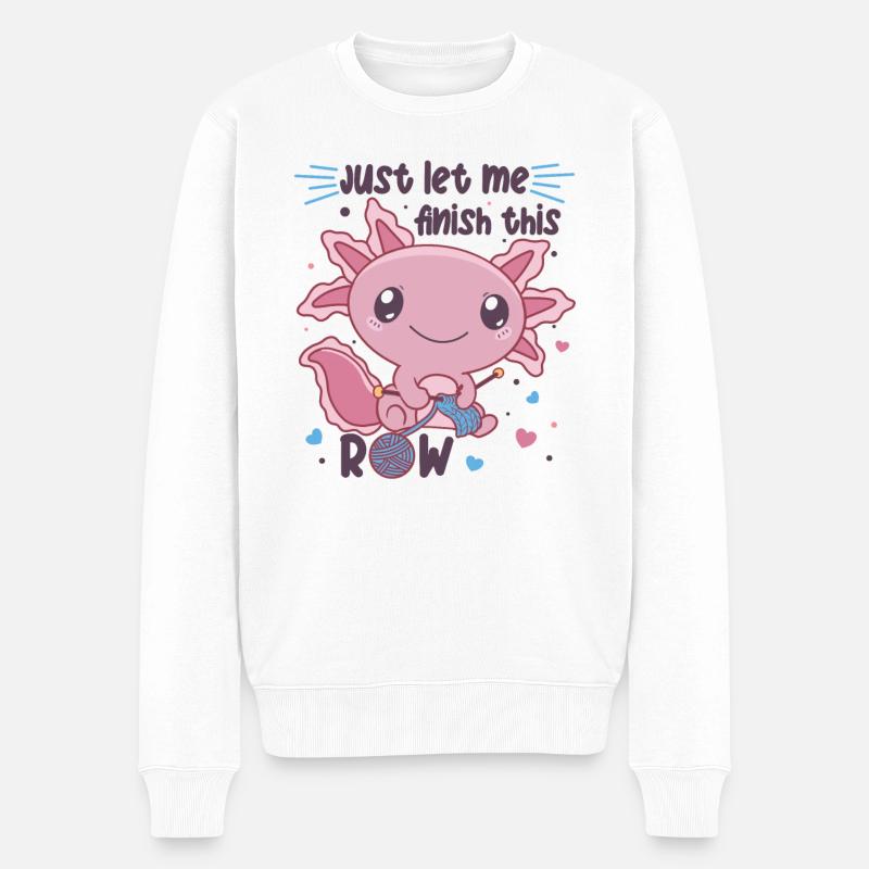 Axolotl strickt für jeden Strick und häkel Freund - Männer Premium Bio Pullover - Weiß