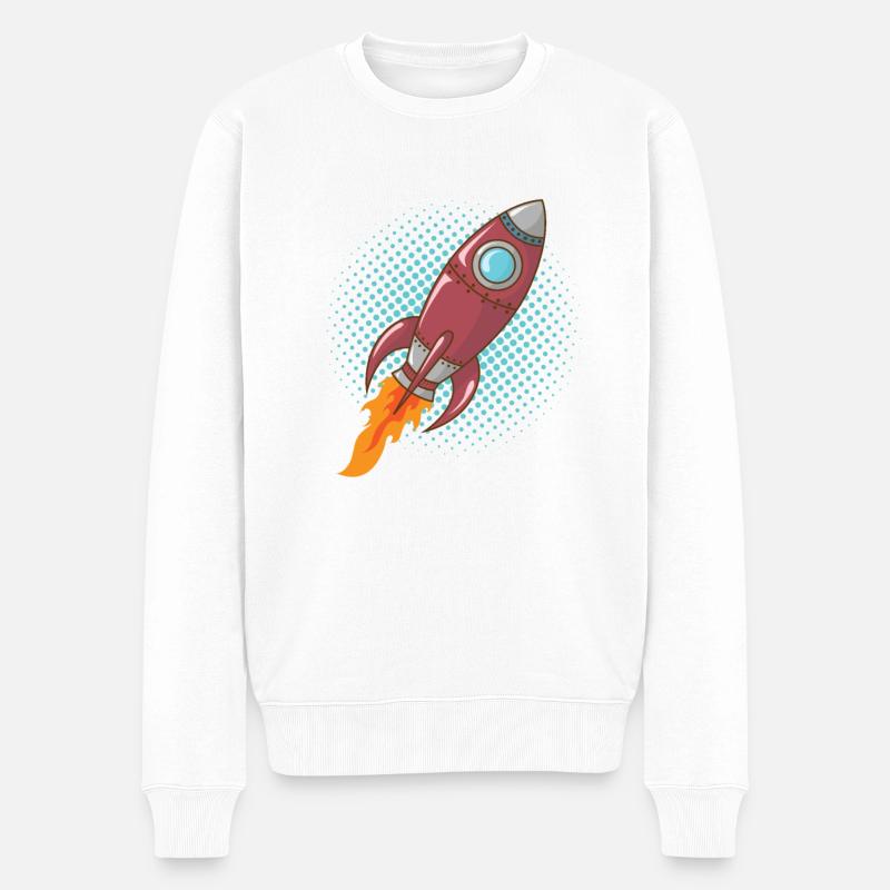 Comic Rocket Spaceship Spacecraft Missile - Pull Premium bio Homme - blanc