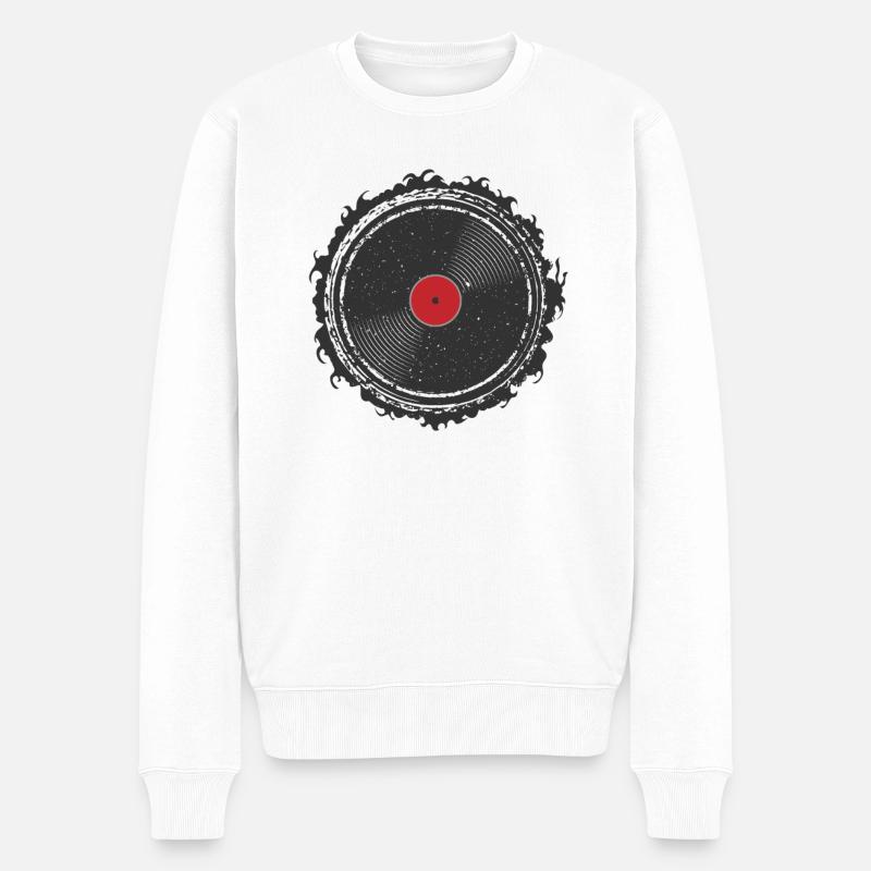 Disque vinyle Disque Musique - Pull Premium bio Homme - blanc
