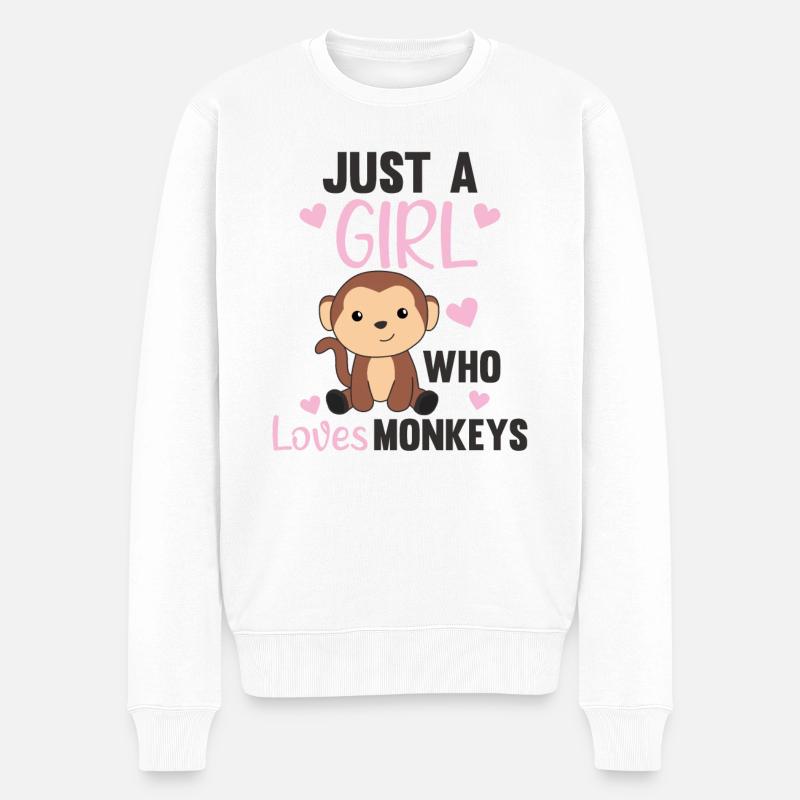 Nur ein Mädchen das Affen liebt- süßer Affe - Männer Premium Bio Pullover - Weiß