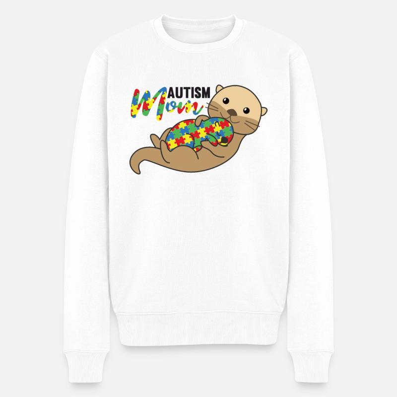 autism awareness month puzzel autism Mom Otter - Männer Premium Bio Pullover - Weiß