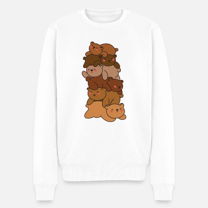 Bären Stapel süßer Bär Anime Bären - Männer Premium Bio Pullover - Weiß
