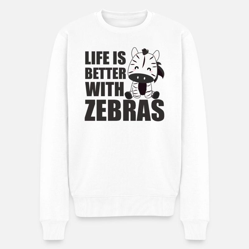 Das leben ist besser mit Zebras - süßes Zebra - Männer Premium Bio Pullover - Weiß