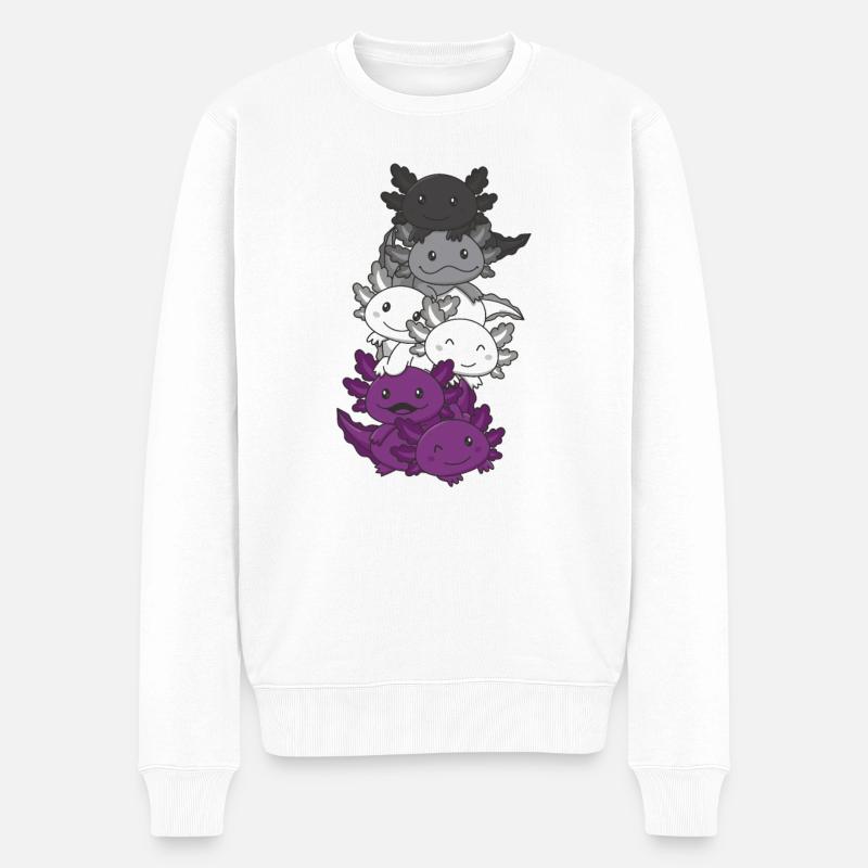 Asexual Flag Pride LGBTQ Axolotl cute animals - Männer Premium Bio Pullover - Weiß