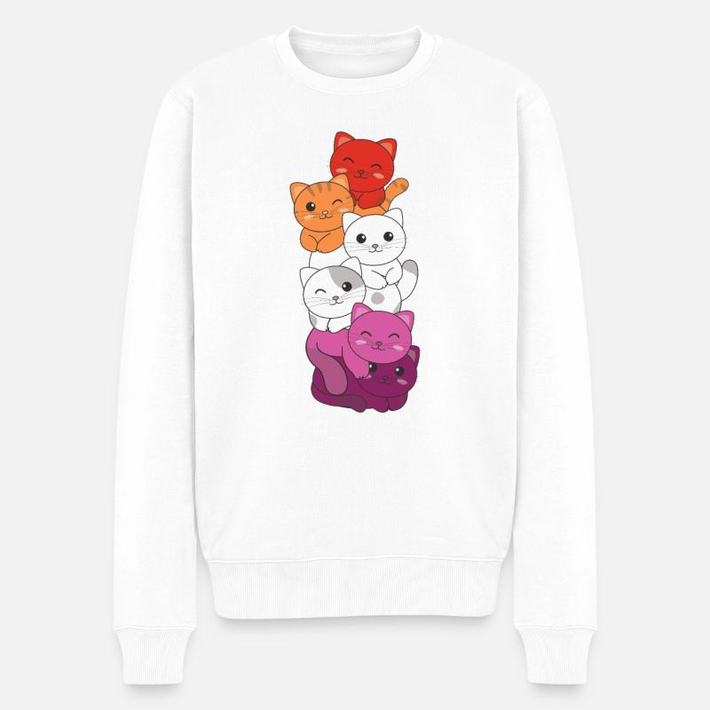 Drapeau lesbien Gay Pride LGBTQ Chats Mignon Chat - Pull Premium bio Homme - blanc