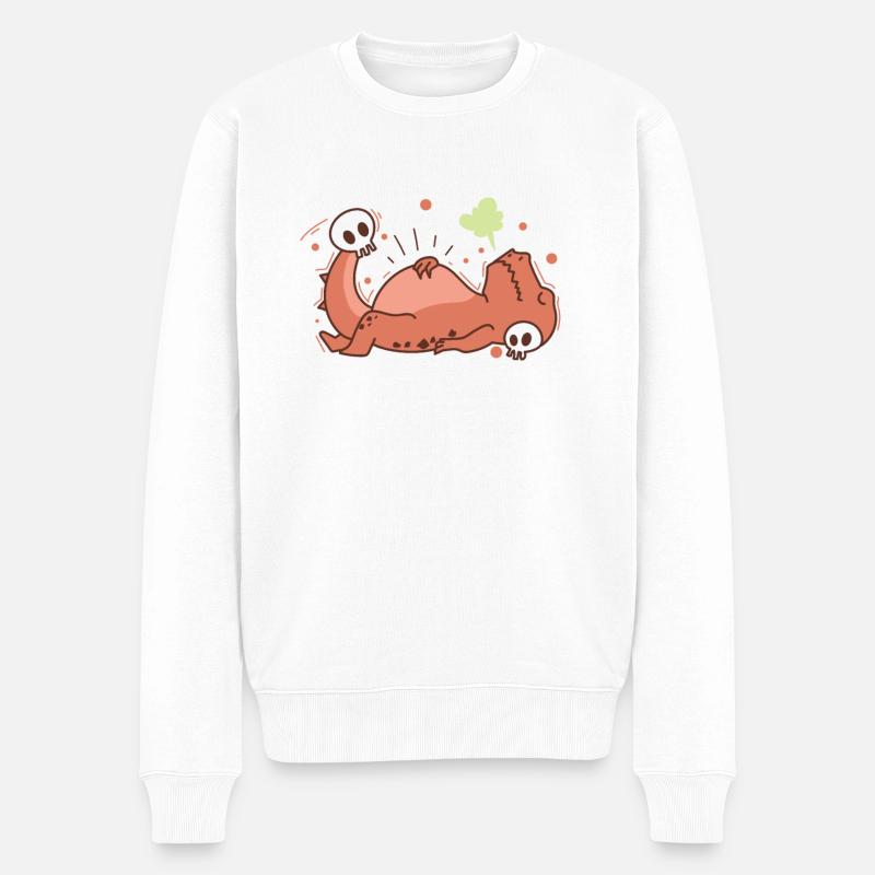 Dino mit Knochen Dinosaurier Reptil Tier - Männer Premium Bio Pullover - Weiß