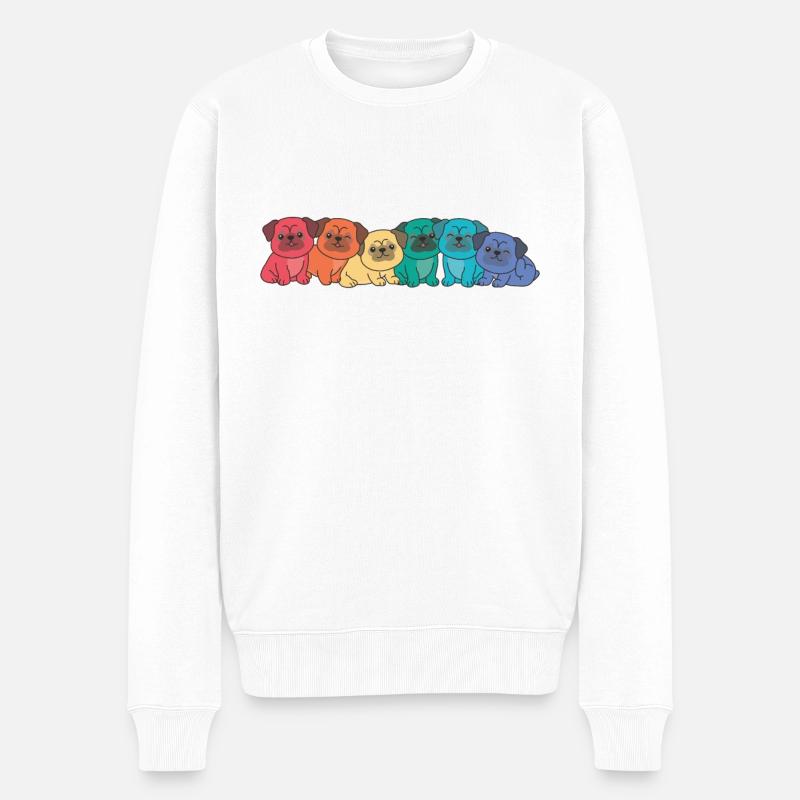 Rainbow Flag Gay Pride LGBTQ Mops süße Hunde - Männer Premium Bio Pullover - Weiß