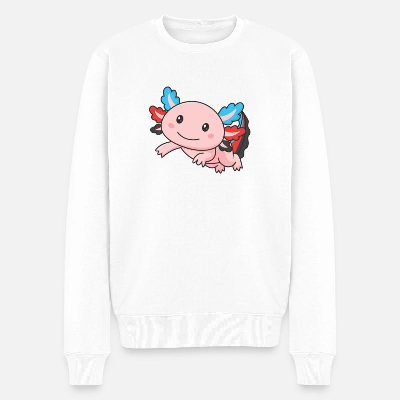 Drapeau polyamour Gay Pride LGBTQ Axolotl - Pull Premium bio Homme - blanc