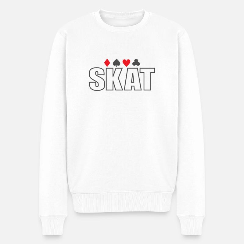 Skat Karten Skatblatt Kartendeck Spielkarten - Männer Premium Bio Pullover - Weiß