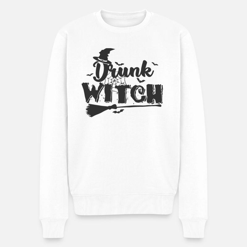 Drunk Witch Halloween Holiday Custom - Pull Premium bio Homme - blanc