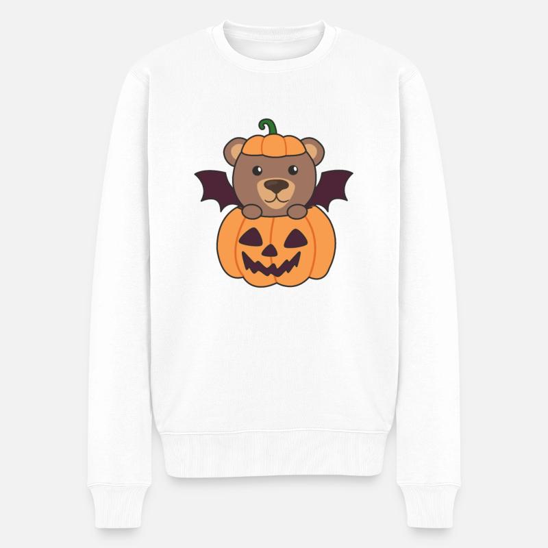 Costume de chauve-souris citrouille d’Halloween - Pull Premium bio Homme - blanc