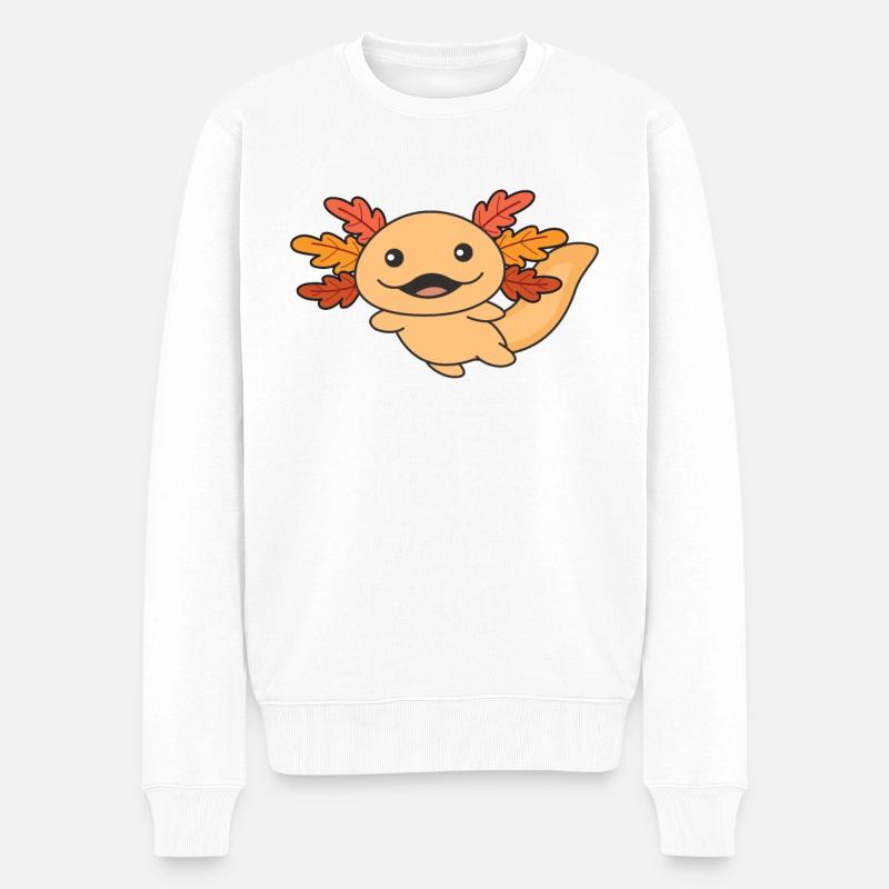 Automne axolotl avec feuilles d’automne automne doux automne - Pull Premium bio Homme - blanc