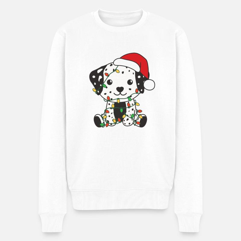 Dalmatiner Weihnachten Winter süße Hunde - Männer Premium Bio Pullover - Weiß