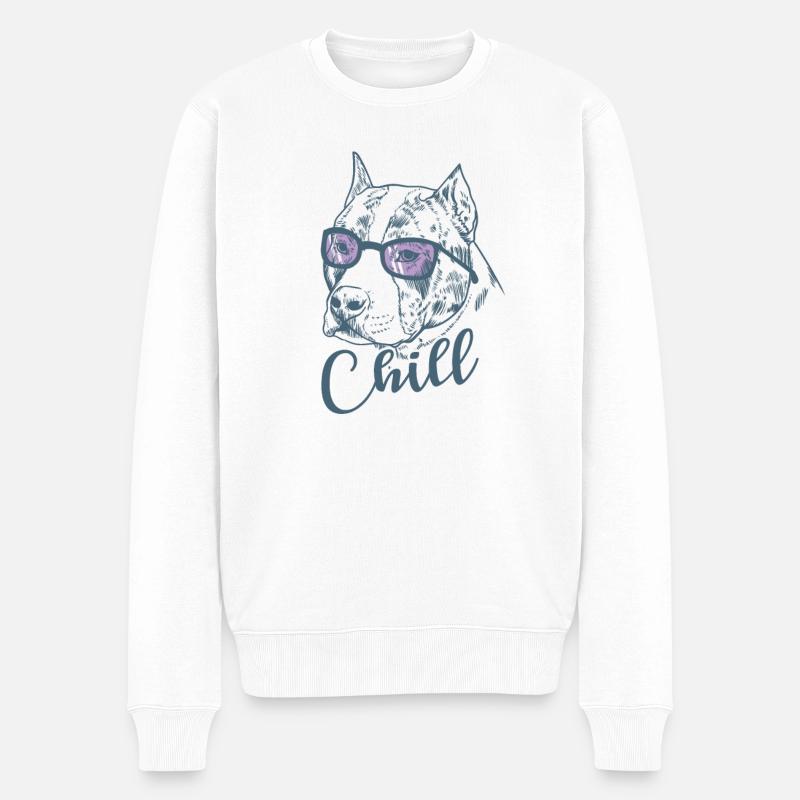 Chill American Staffordshire Terrier - Pull Premium bio Homme - blanc
