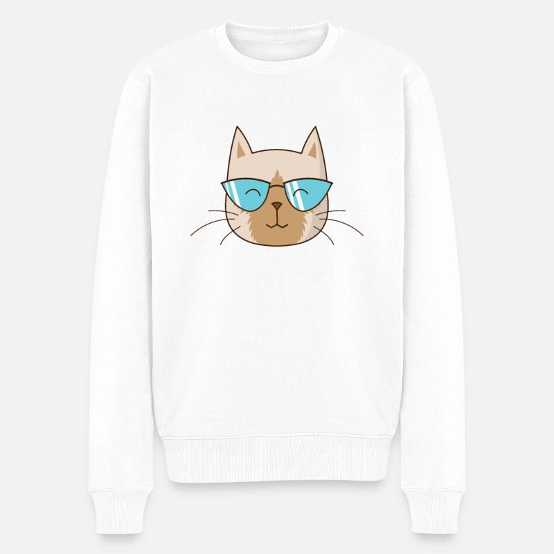 Siamese Cat mit Sonnenbrille Haustier - Männer Premium Bio Pullover - Weiß