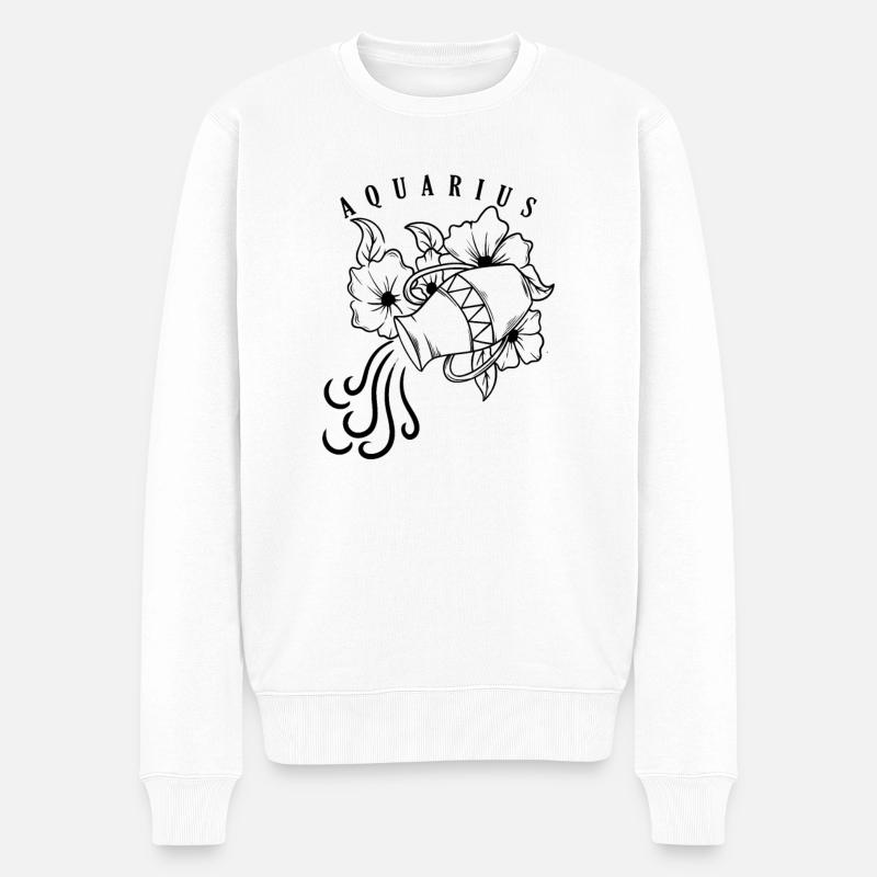 Wassermann Sternzeichen Januar Februar - Männer Premium Bio Pullover - Weiß