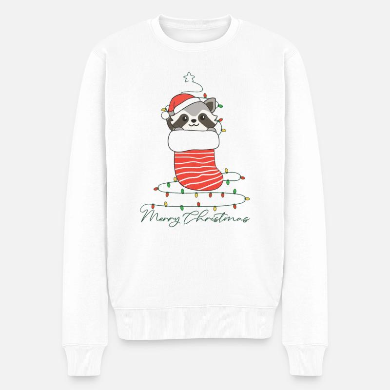 Waschbär Weihnachten Schnee Winter Waschbären - Männer Premium Bio Pullover - Weiß