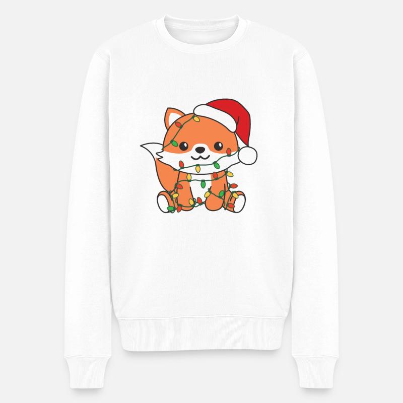 Fuchs Weihnachten Winter Tiere Fuchs - Männer Premium Bio Pullover - Weiß
