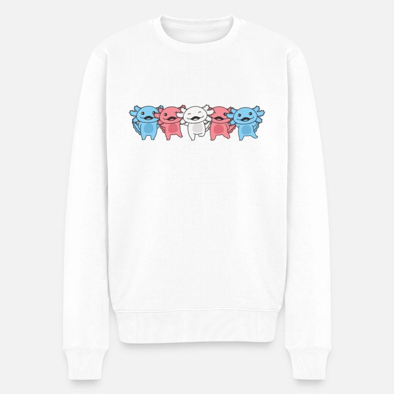 Transgender Flag Trans Pride LGBTQ Axolotl - Männer Premium Bio Pullover - Weiß