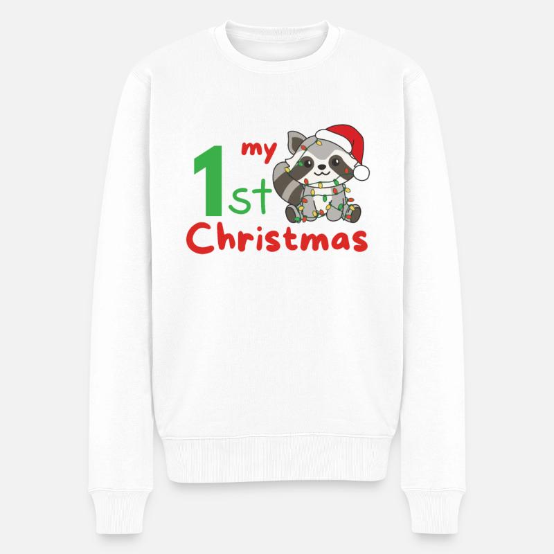 Raton laveur Noël Ratons laveurs mon 1er Noël - Pull Premium bio Homme - blanc