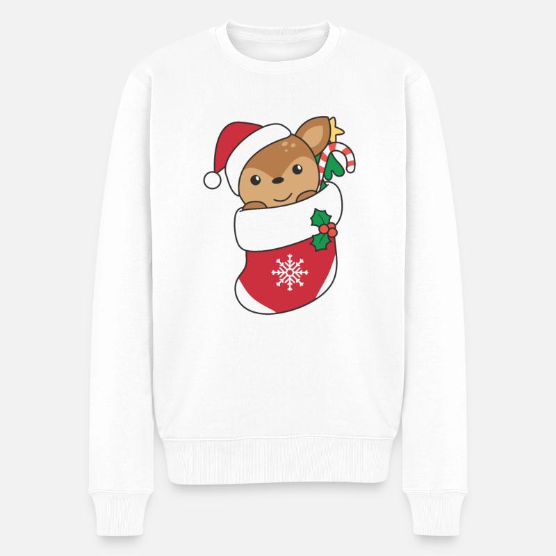 Reh Weihnachten Schnee Winter Tiere Rehe - Männer Premium Bio Pullover - Weiß