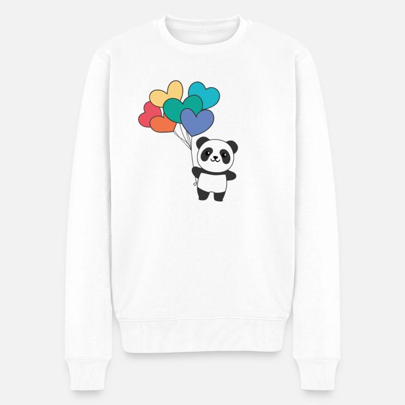 Regenbogen Herzen Pride LGBTQ Luftballons Panda - Männer Premium Bio Pullover - Weiß