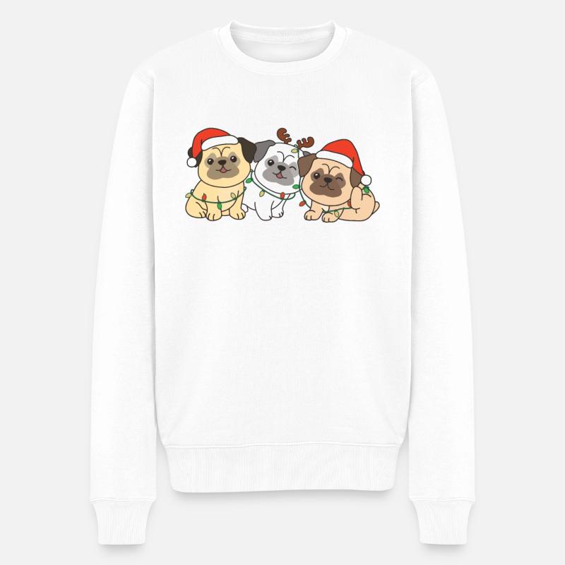 Mops Weihnachts Tiere süße Hunde - Männer Premium Bio Pullover - Weiß