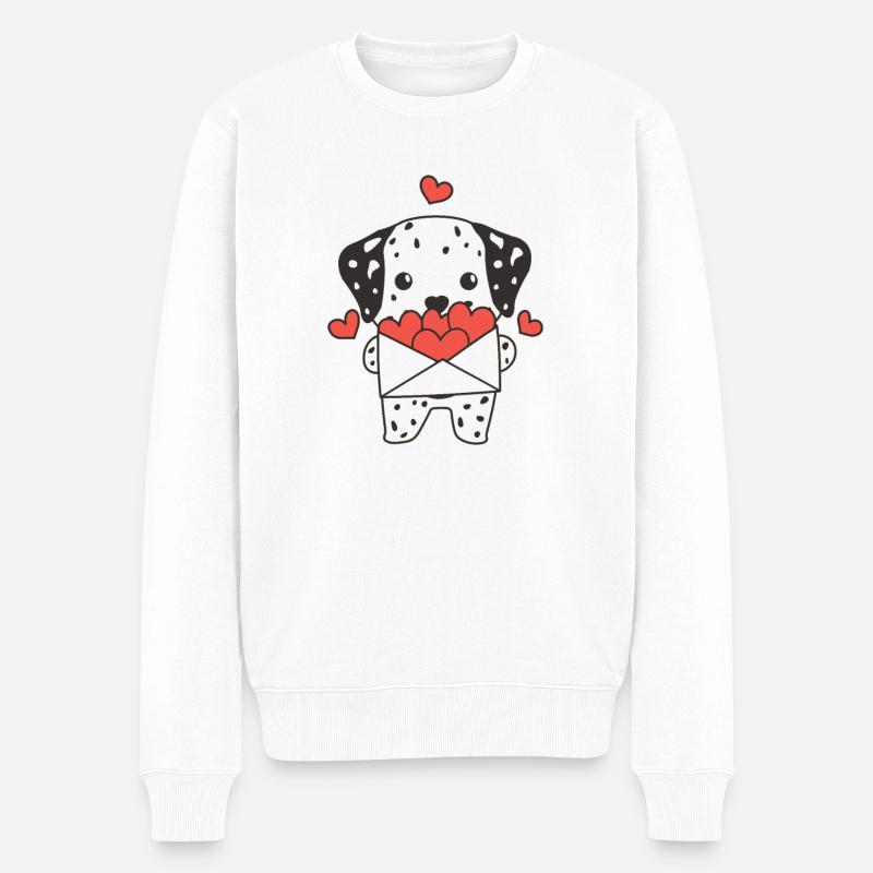 Dalmatiner zum Valentinstag süße Tiere mit Herzen - Männer Premium Bio Pullover - Weiß