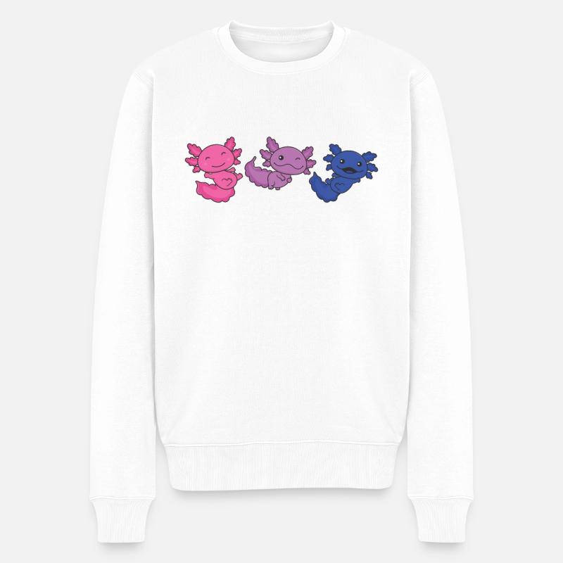 Bi Flag Pride LGBTQ Axolotl - Männer Premium Bio Pullover - Weiß