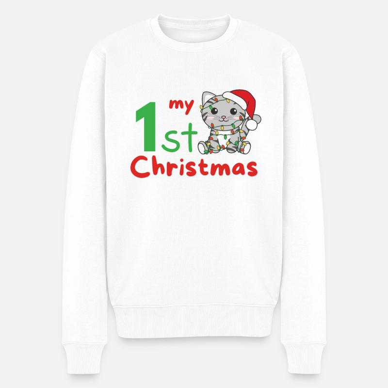 Katze Weihnachten Katzen my 1st Christmas - Männer Premium Bio Pullover - Weiß