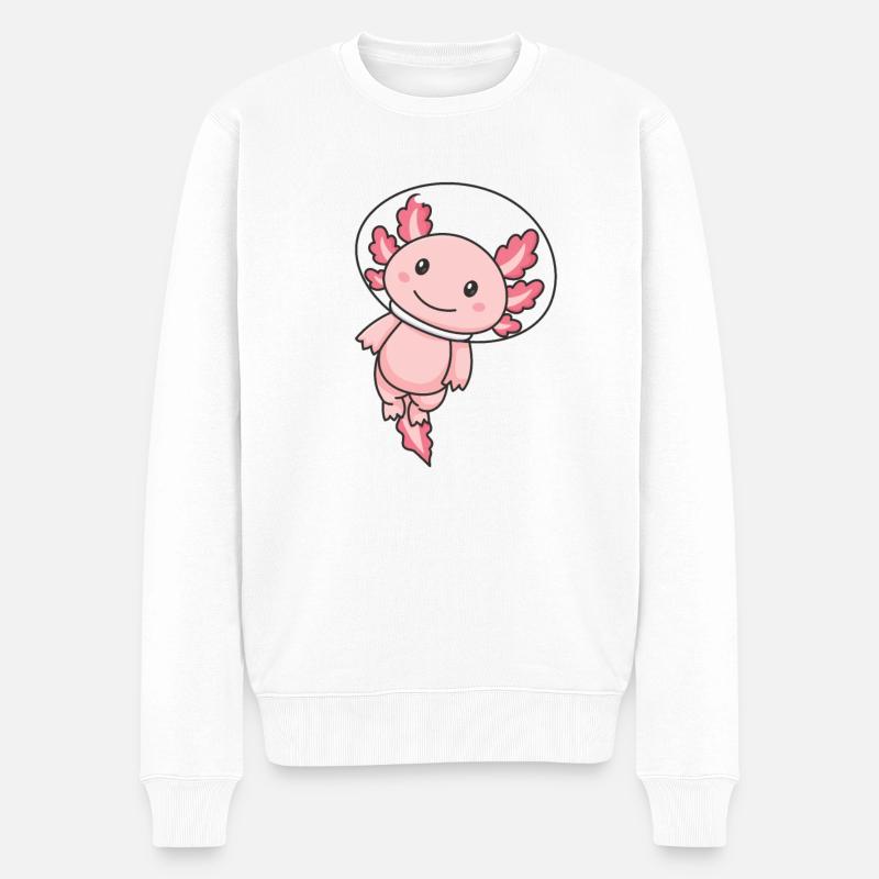 Axolotl Liebhaber süße Tiere Space Axolotl All - Männer Premium Bio Pullover - Weiß
