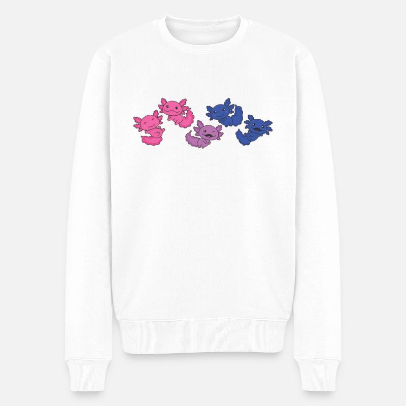 Bi Flag Pride LGBTQ Axolotl - Männer Premium Bio Pullover - Weiß