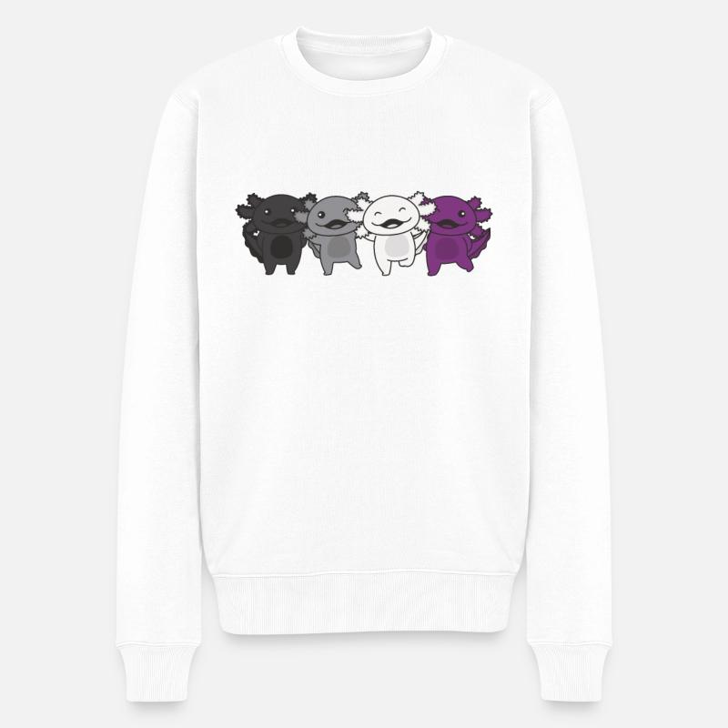 Asexual Flag Pride LGBTQ Axolotl cute animals - Männer Premium Bio Pullover - Weiß