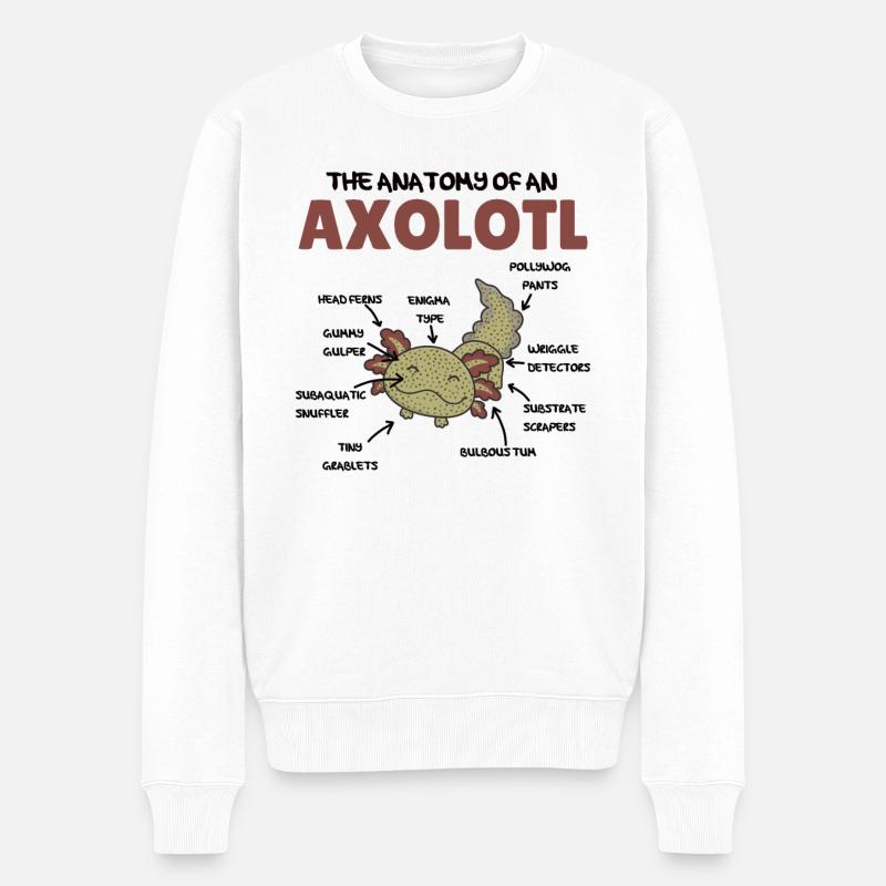 Axolotl Explication Anatomie d’un Axolotl - Pull Premium bio Homme - blanc