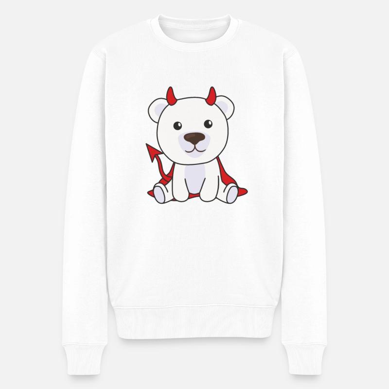Eisbär Halloween süßer Teufel Kinder Hexen Kostüm - Männer Premium Bio Pullover - Weiß