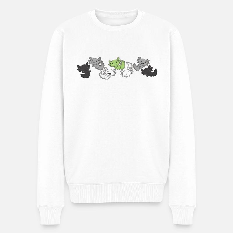 Agender Flag Pride LGBTQ süße Axolotl - Männer Premium Bio Pullover - Weiß